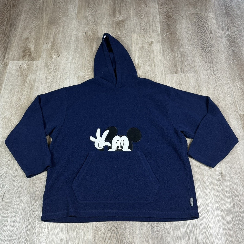 Vintage Mickey Mouse Hoodie Fleece Pullover‎ Disney Blue Warm Comfy Cute